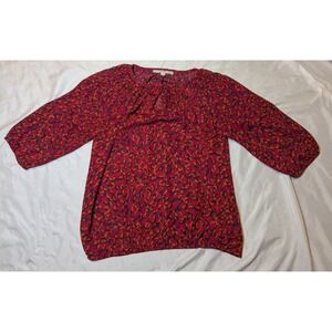 Ann Taylor LOFT Women's 3/4 Sleeve Pattern Blouse Size Petite Small